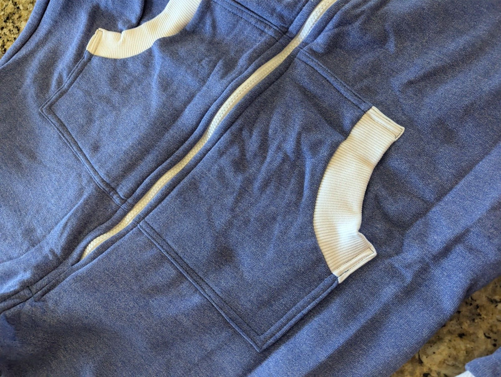 Sofa Killer Unisex One piece with white cuff Blue Heather size Medium