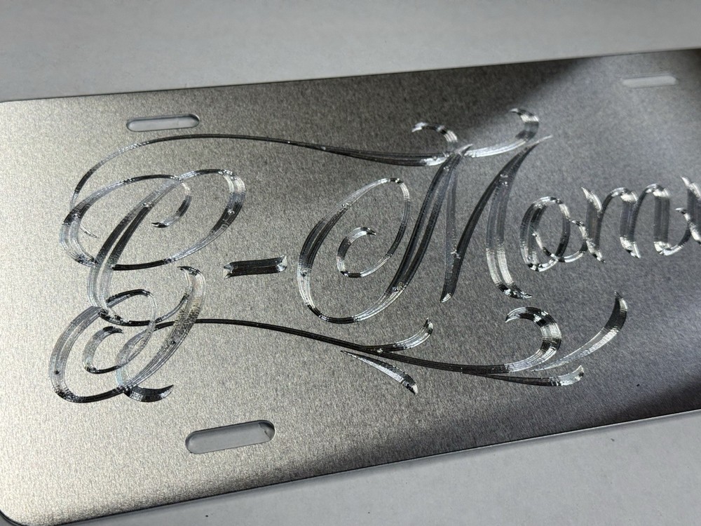 Custom Personalized Name REFLECTIVE Diamond Etched Silver License Plate Car Tag