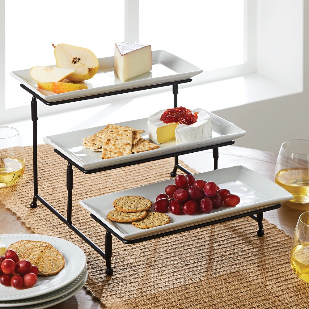 White Porcelain 3 Tiered Serve Set