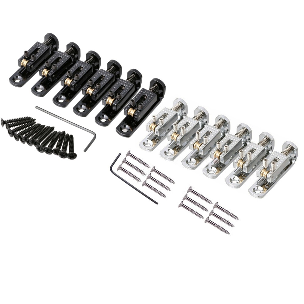 6pcs Single String Roller Saddle Guitar Bridge for cigar box banjo Black Silver