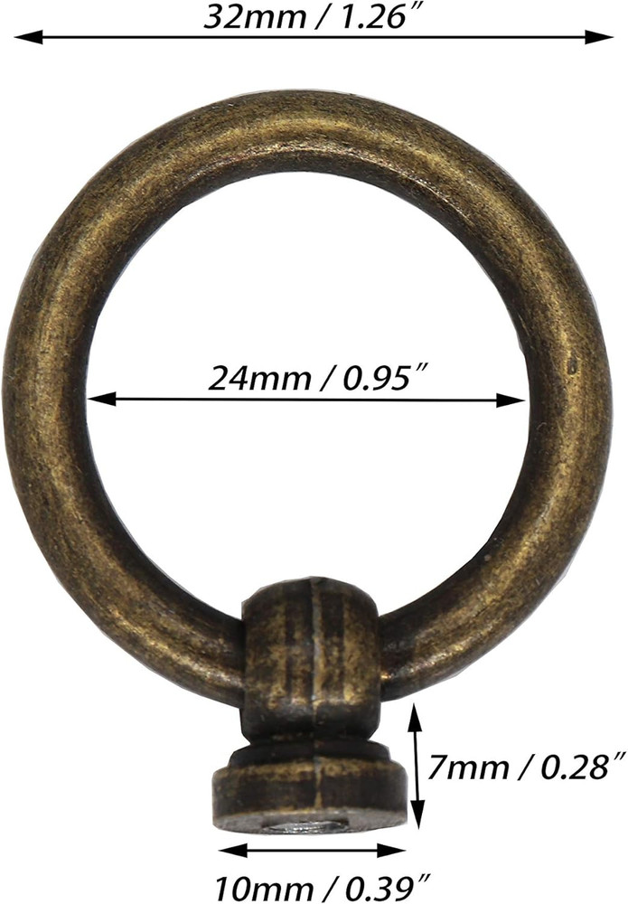 8pcs Vintage Drop Ring Knobs Pulls for Dresser Drawer, Single Hole