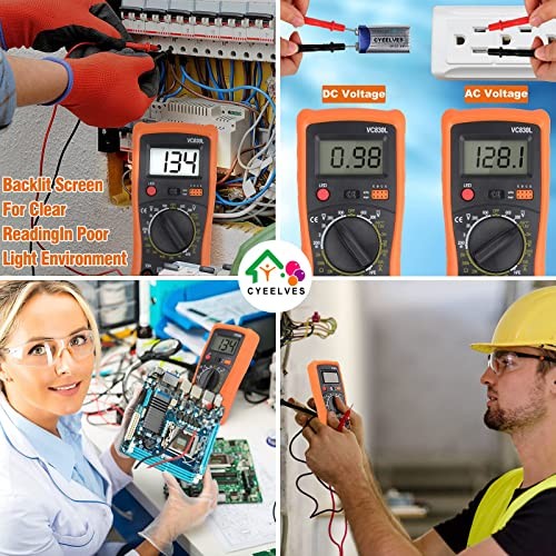 Digital Multimeter, Multimeter with AC DC Voltmeter & Ohm Volt Amp Orange