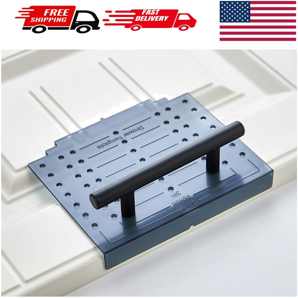 Cabinet Hardware Jig Tool Drawer Pull Drill Guide Template Mounting Kit 3/16 Bit