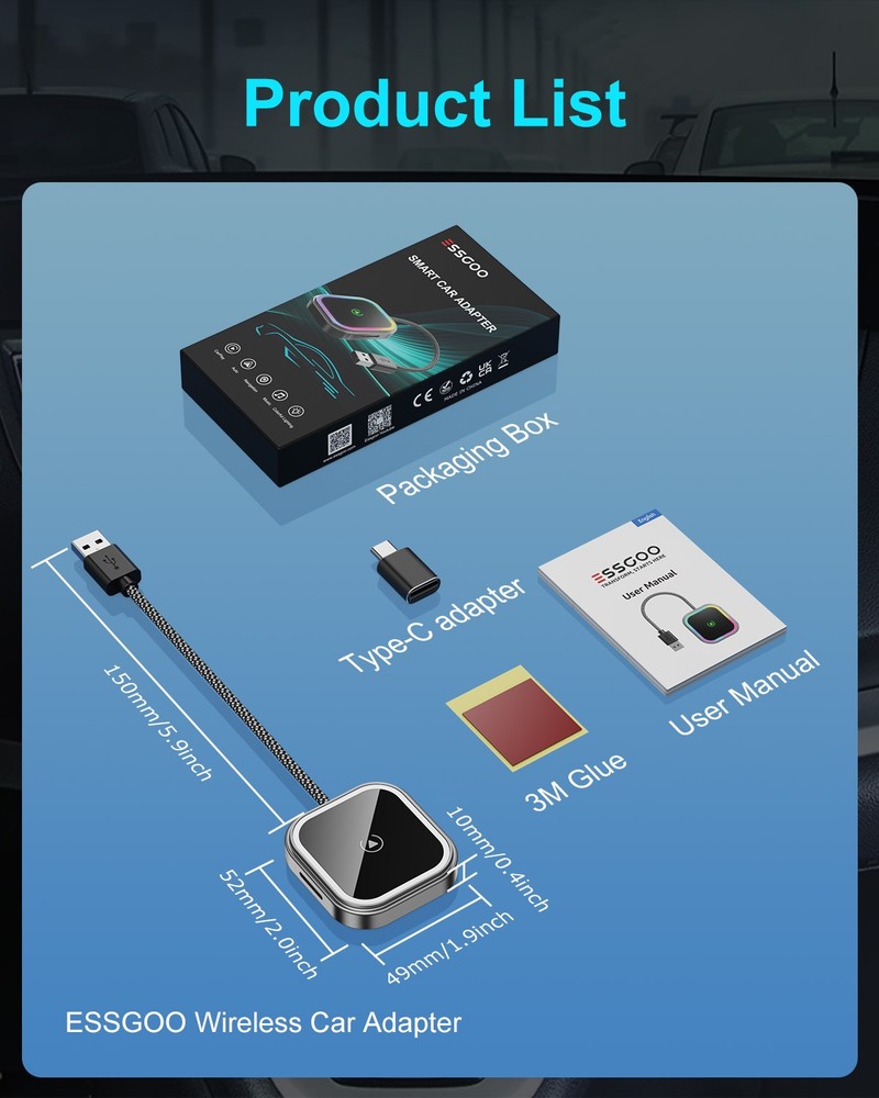 USB Auto Wireless CarPlay Adapter For Apple Android Wireless Dongle Plug ＆ Play