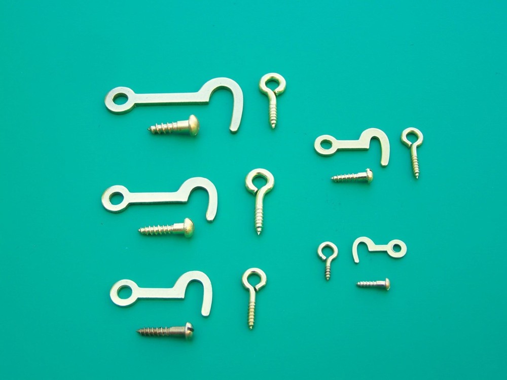 SMALL HOOK ANTIQUE STYLE SMALL BRASS HOOK BOX HOOK AND EYE ALL SOLID BRASS