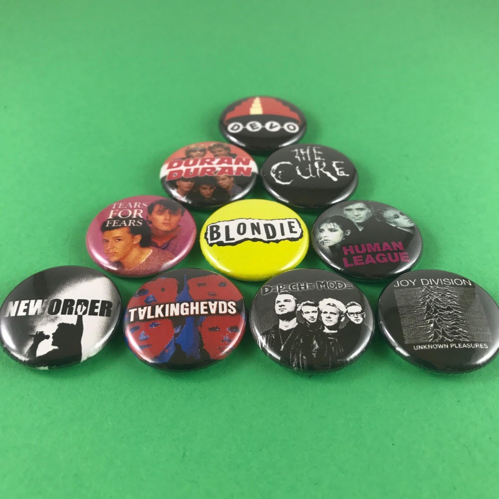 New Wave 1" Button Pin Set Devo Duran Duran The Cure New Order Depeche Mode