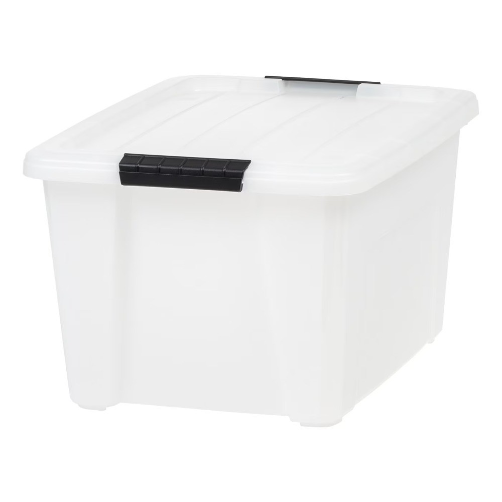32 Qt. Plastic Storage Bin with Lid, Stackable Storage Containers, Tote