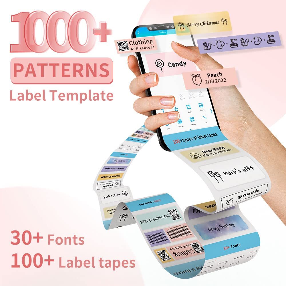 Label Maker Machine D30 Portable Handheld Bluetooth mini Label maker Printer ...