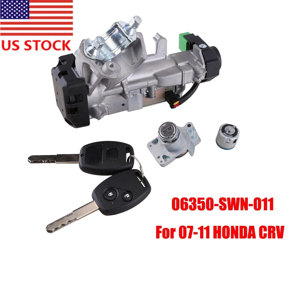 For 2007-2011 CRV Ignition Door Lock Cylinder Switch Assembly Set 2 Remote Keys