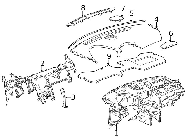 Genuine GM Jet Black Instrument Panel Upper Trim Panel 22891903