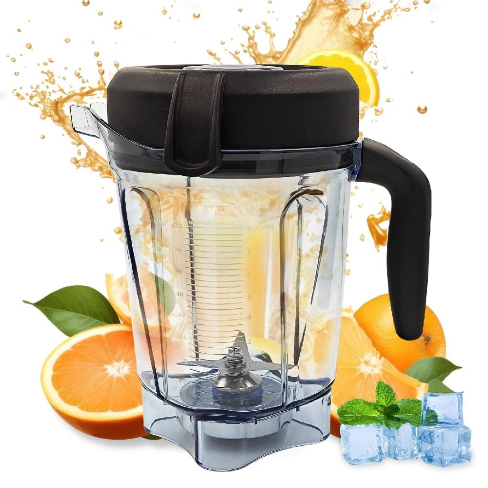 Blender Pitcher 64 oz Low-Profile Container, Compatible with 5200, 750, 5000,...