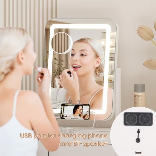 Lighted Vanity Mirror with 15"L x 12"W With Bluetooth Speaker & Usb Charging