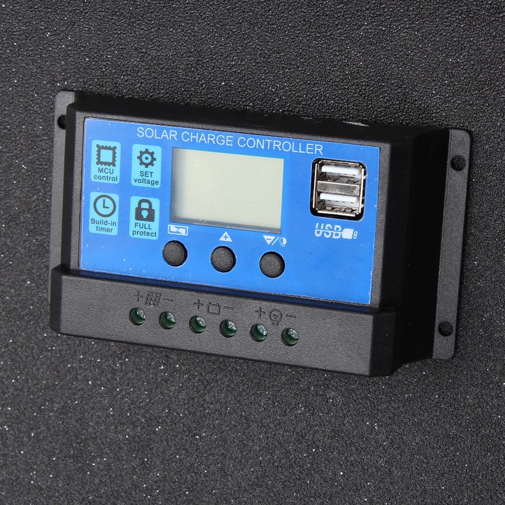 30A 12V/24V Solar Panel Battery Charge Controller LCD Regulator Dual USB Auto US