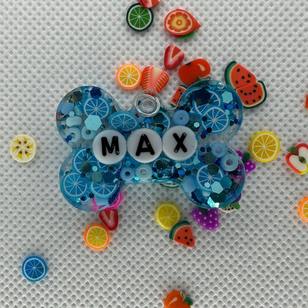 Custom Resin Dog ID Tags - Glitter Pet Tags | Personalized Bone Shape | Handmade