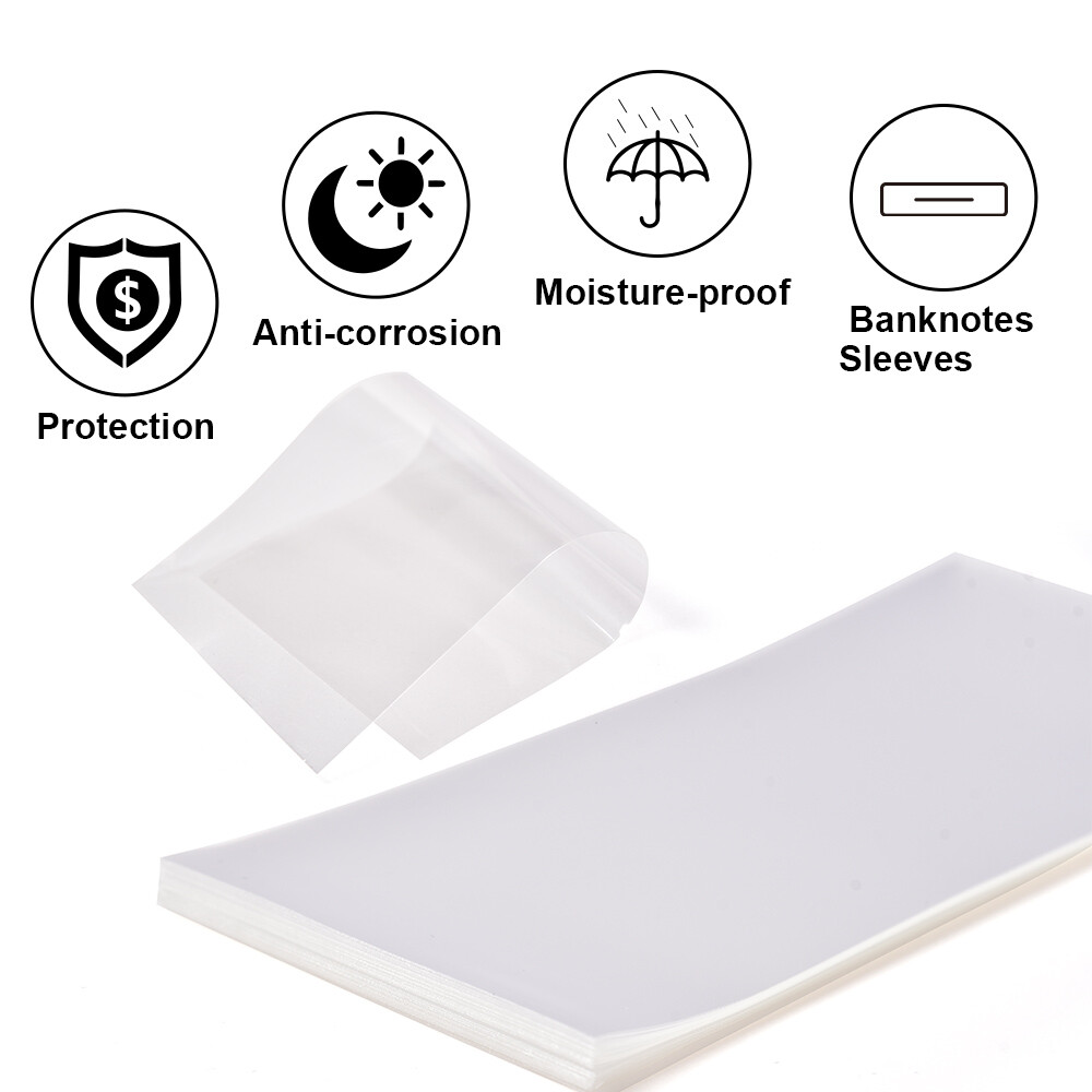 100PC Soft Banknotes Currency Protective Sleeve For Currency Ultra Thin Holder