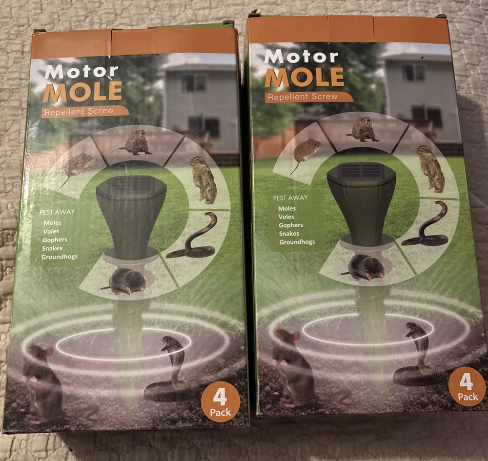 2 - Motor Mole - Repellent Screw - Solar Powered -  Snake Mole Gopher Groundhog