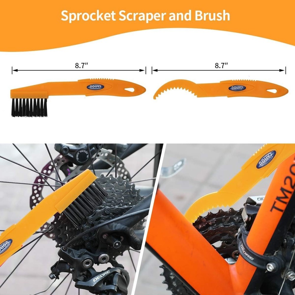 Precision Bicycle Cleaning Kit - 8 Essential Brushes for Easy Maintenance
