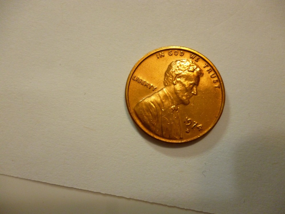1974 d penny error large die chip