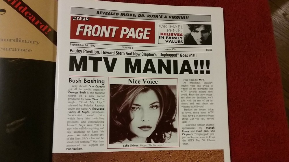 SOFIA SHINAS - 1992 US Full-Page Ad 'The Message' Single (HITS Magazine)