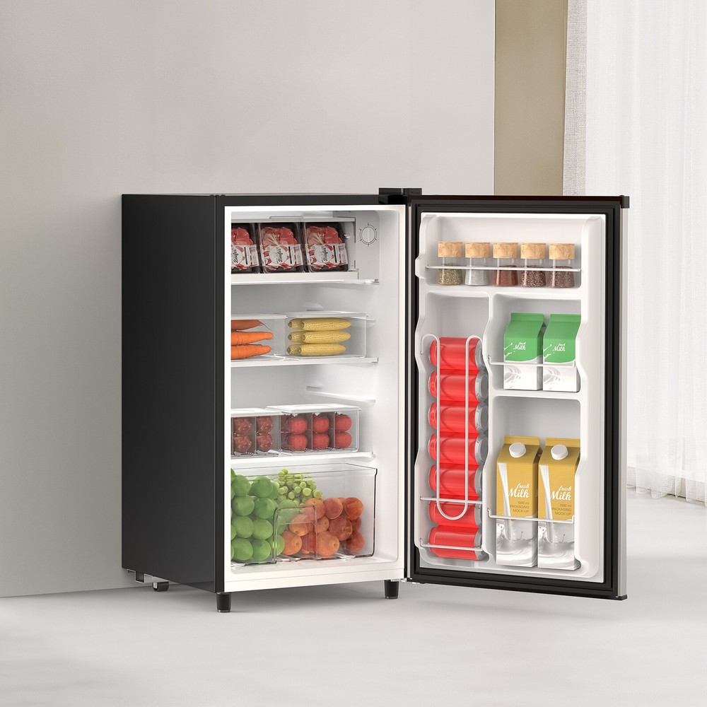 Quiet Compact Mini Fridge with Freezer Compartment, Single Door Design