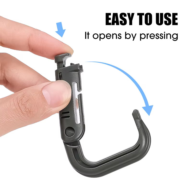 5Pcs Multipurpose DRing Grimloc Locking for Molle Webbing with Zippered Pouch
