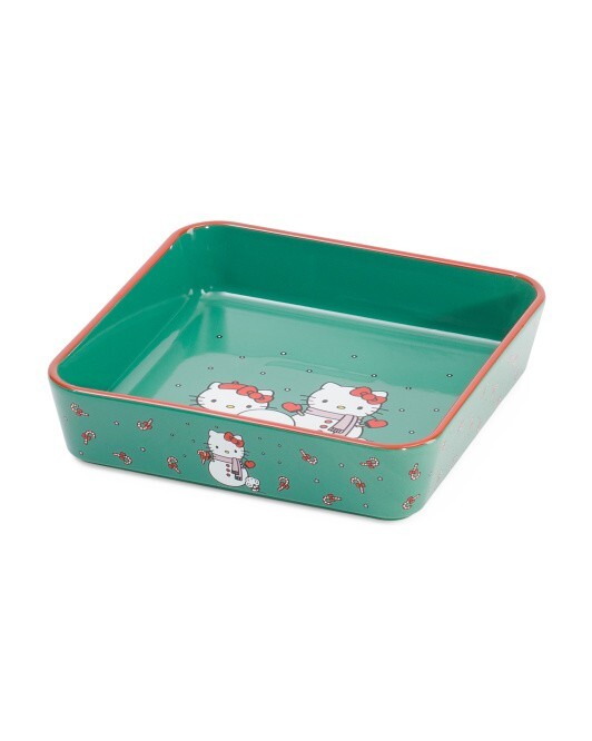Hello Kitty Snowman Square Baker Green Ceramic Baking Dish Christmas