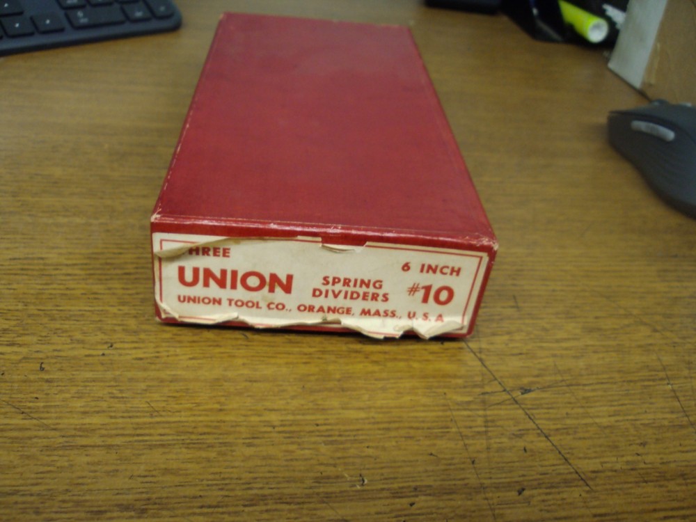 UNION TOOL CO BOX OF 3 TOOLS 6" SPRING DIVIDER INSIDE CALIPER OUTSIDE CALIPER