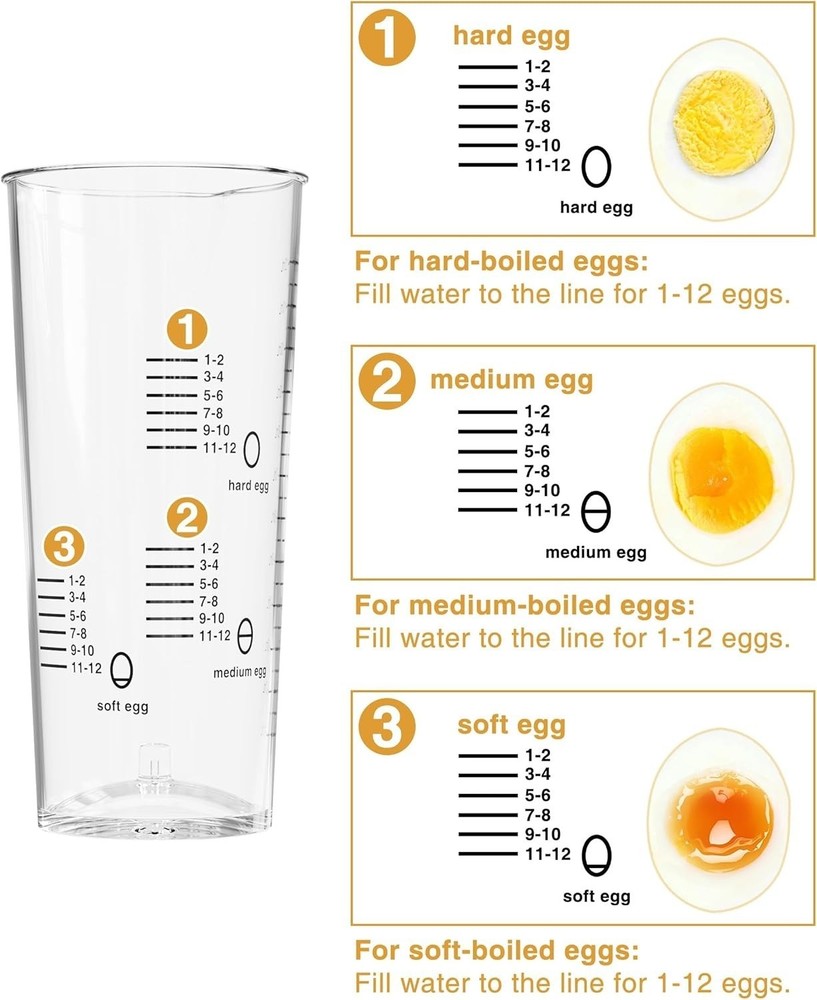 Rapid Egg Cooker Electric 12 Eggs Capacity, Soft, Medium, Hard Boiled,... (Grey)