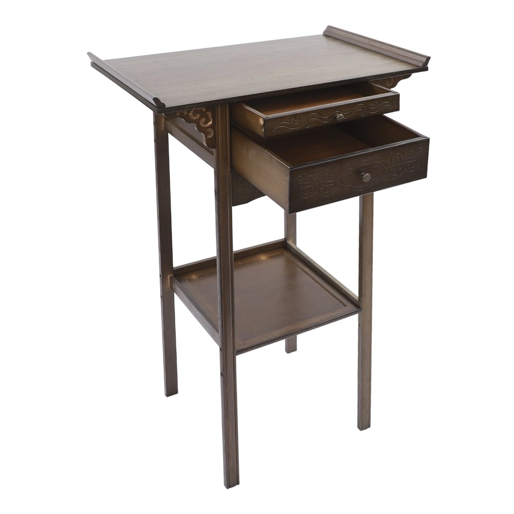 2 Tier Altar Table with Drawers, Altar Table with Storage, Meditation Table