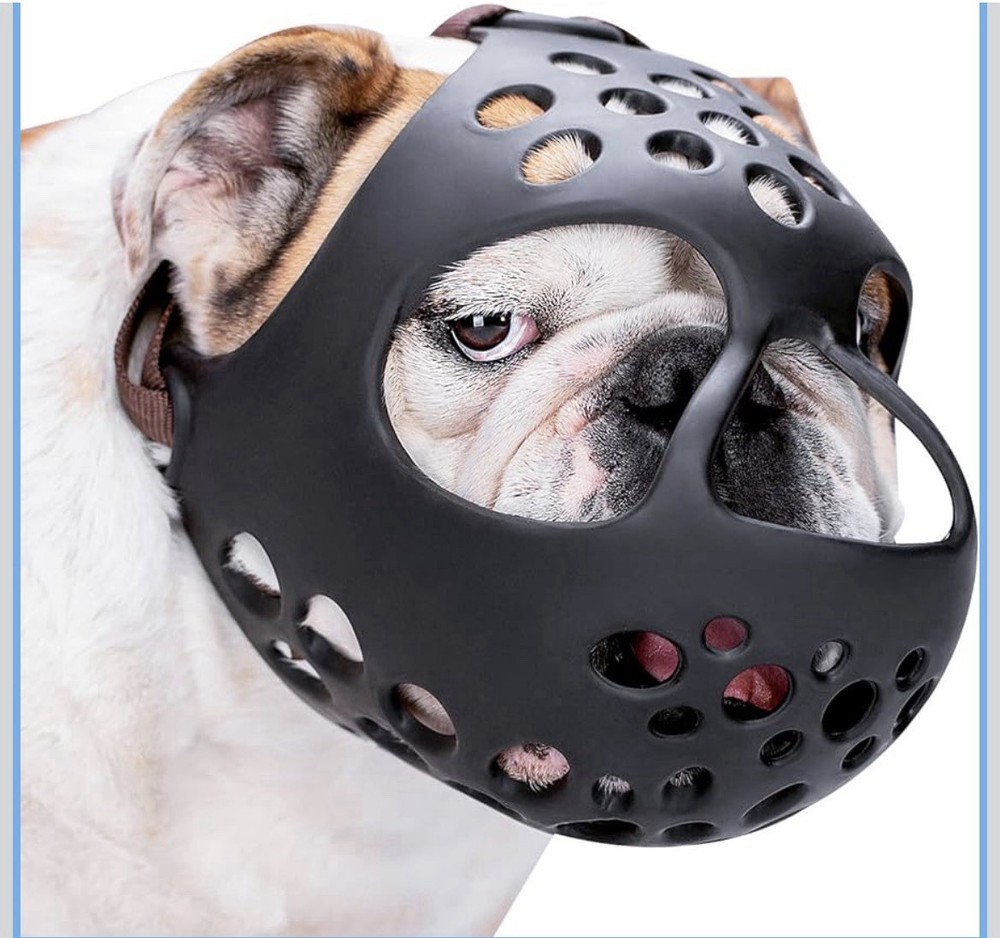 BARKLESS Short Snout Dog Muzzle, Soft Silicone Flat Faced Muzzle