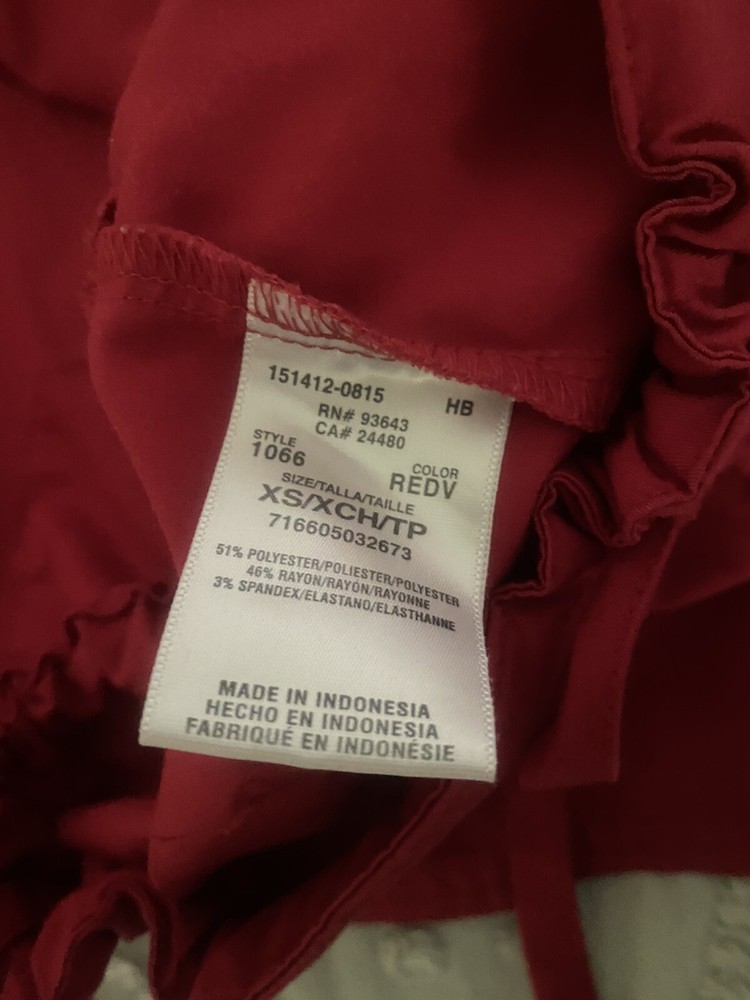 cherokee luxe scrub set red xsmall xs