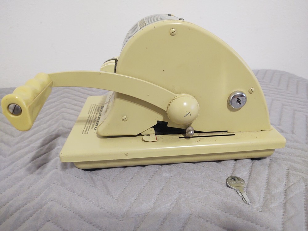 Vintage Check Writer / Writing Machine Paymaster 7L212264 Lockable W/ Key