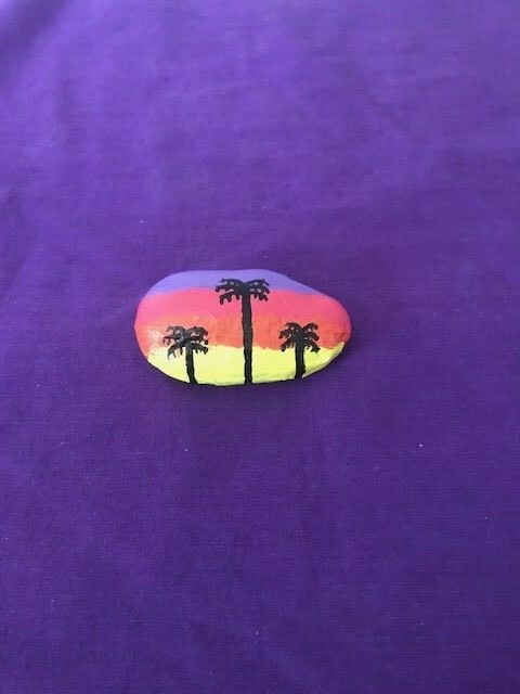 Painted Sunset Palm Tree Rocks