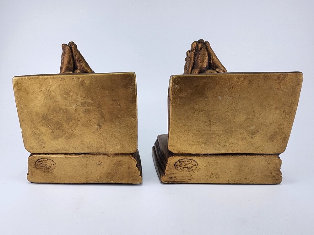 Praying Hands Bookends Matching Set • Christian Decor