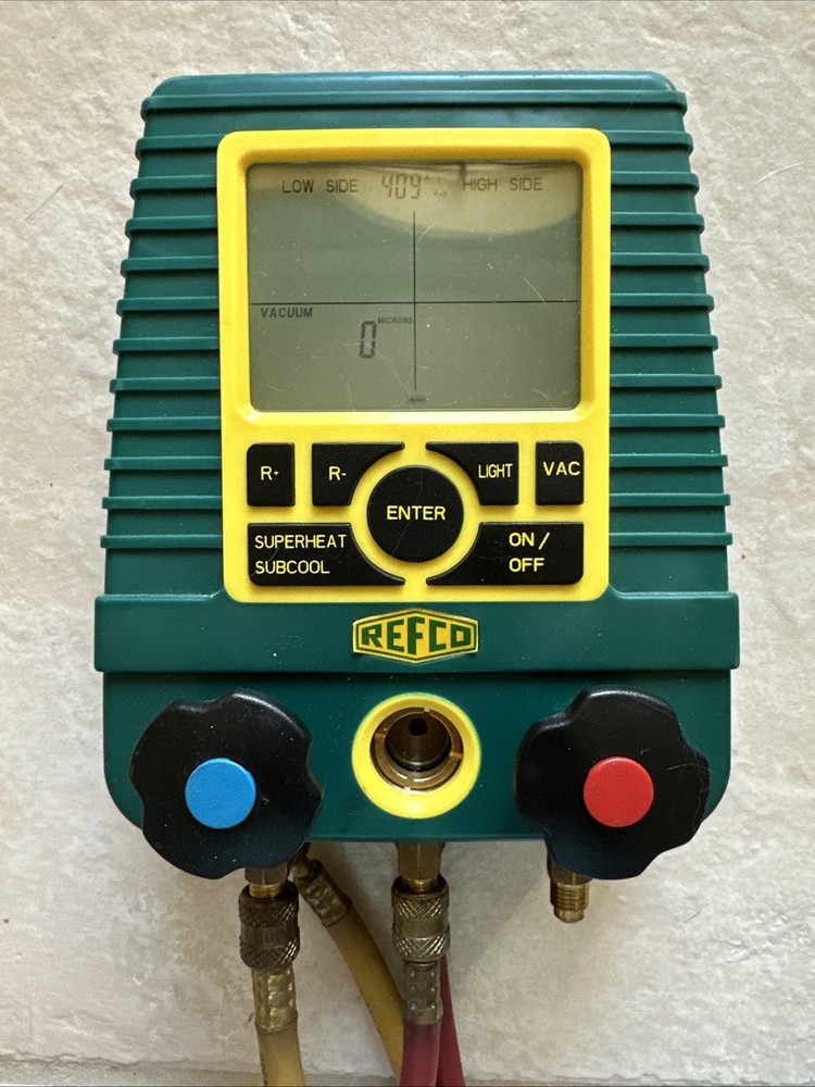 Refco Digimon Digital Manifold HVAC Two-Valve with Hoses EUC