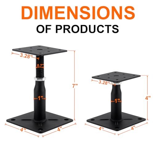 Adjustable Support Jack for The Floor, Deck Foundation,RV Step 4"-7" 2 Pack
