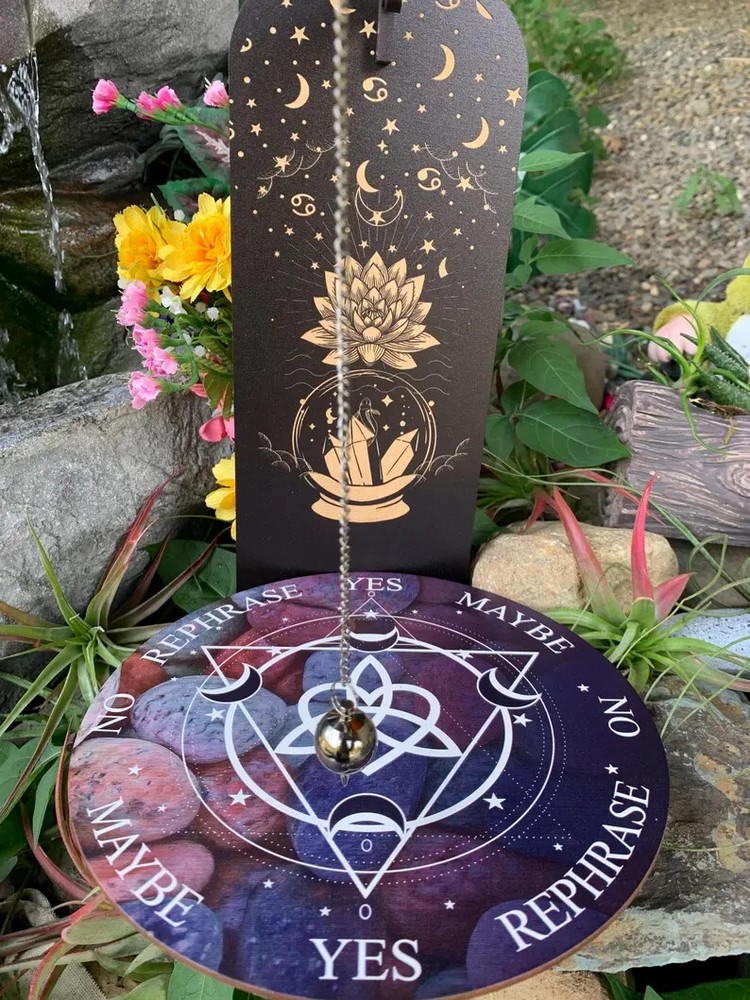 Handmade Dowsing Set Five Pc, Pendulum Divination Mat, Dowsing Kit, 3 Divination