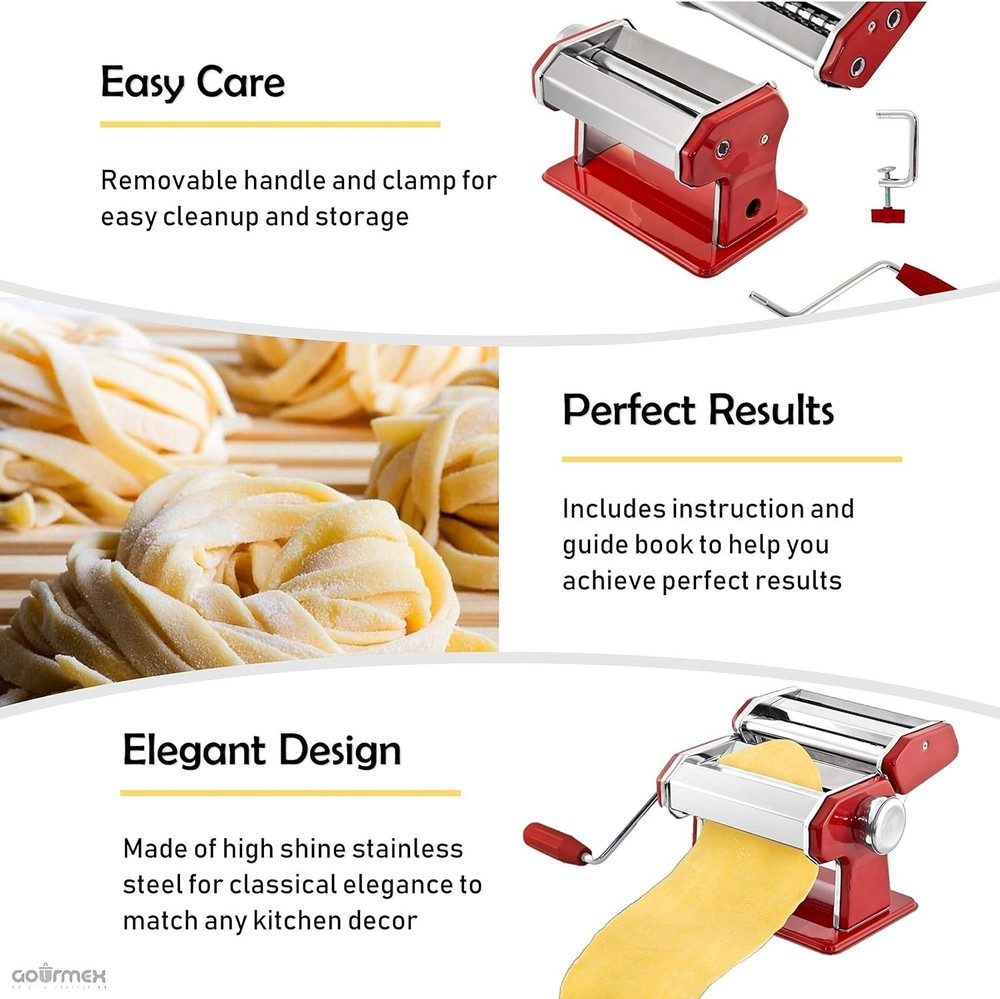 Stainless Steel Pasta Machine - Removable Handle