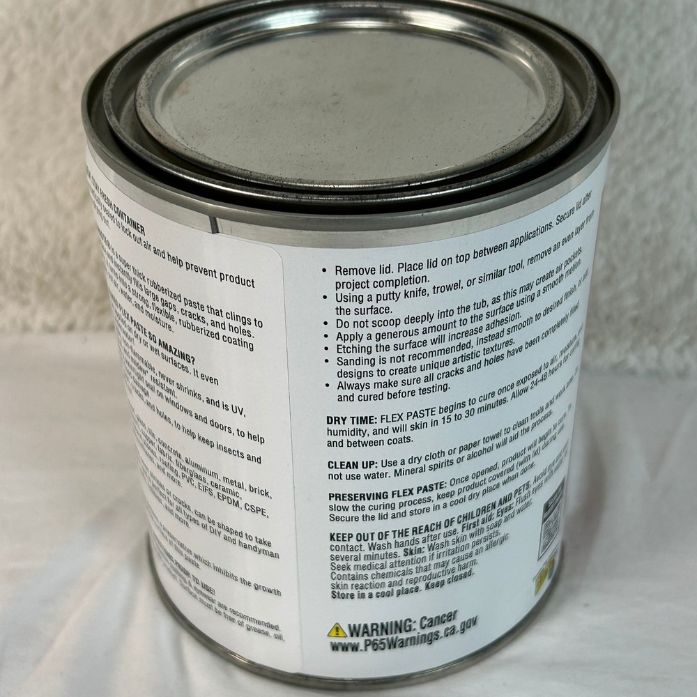 Flex Paste White Super Thick Rubberized Paste All Purpose Sealant 3 lbs NEW