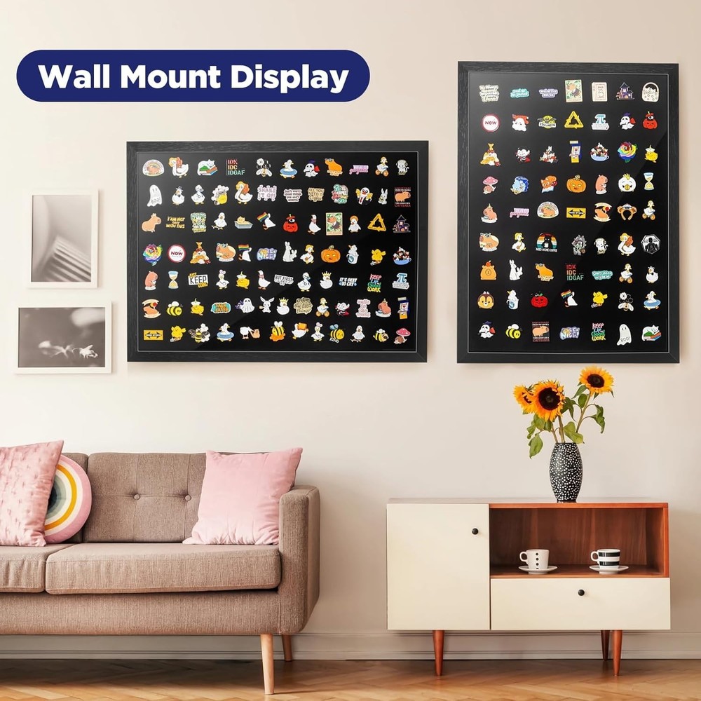 14x19 Pin Display Frame, Pin Collection Shadow Box, Wall Mount Pin Display Ca...