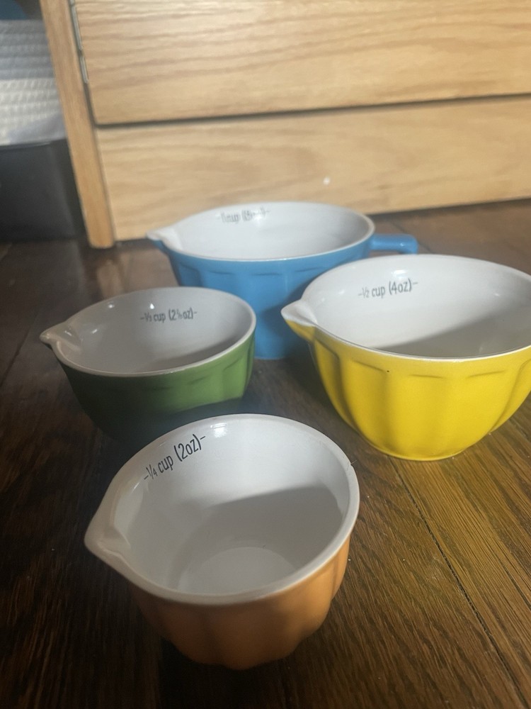 Ceramic 4-Piece Measuring Cup Set, Multicolor Nesting Cups