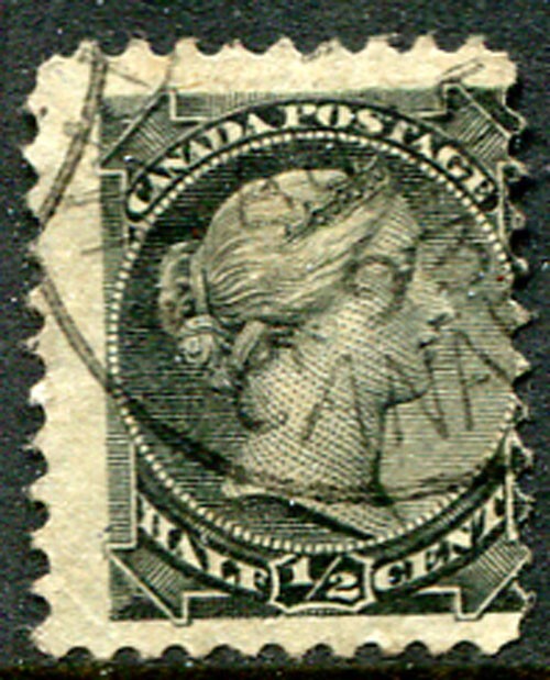 CANADA: (14665) OFFSET ON QV ½C BLACK 1893