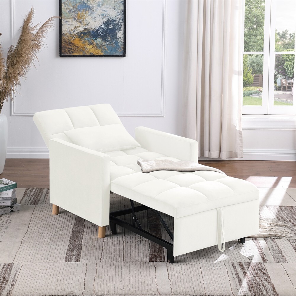 Convertible Sofa Bed Chairs 3-in-1 Multi-Functional Folding Sofa Beige