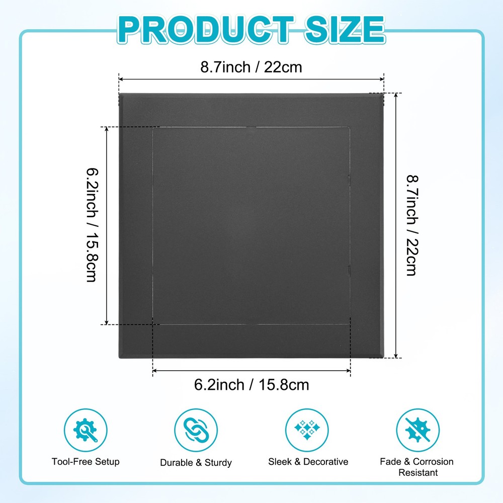 1-Pack Access Panel for Drywall, 6x6" Plastic Removable [Black, Square]