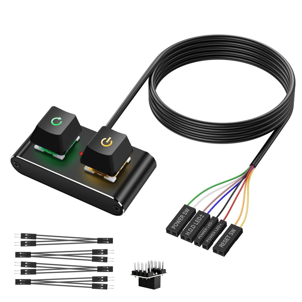 External PC ATX Switch RGB LED HDD Activity Light 2M Desktop Power Button