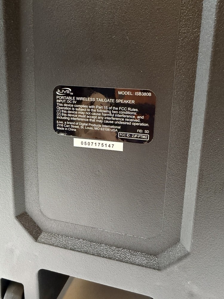 iLive Bluetooth Tailgate Speaker, ISB380B, Black