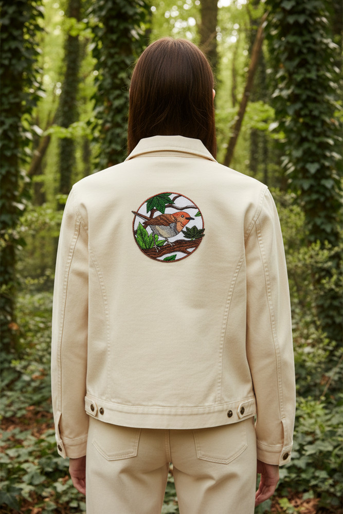 Japanese Robin Embroidered Patch