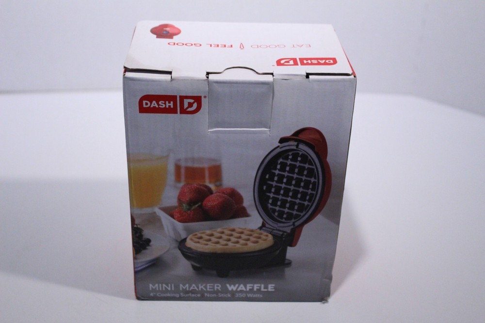 Dash Mini 4" Waffle Maker Non Stick  350 Watts Red Makes Tiny Waffles!