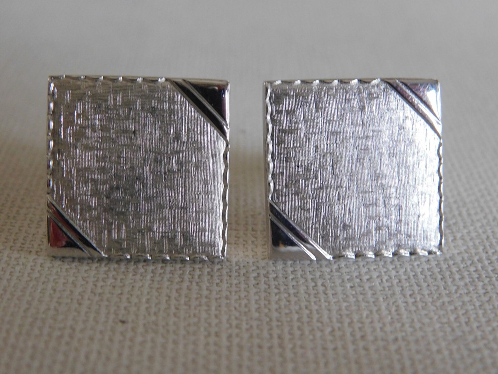 Shiny Brushed Silver Square Cufflinks