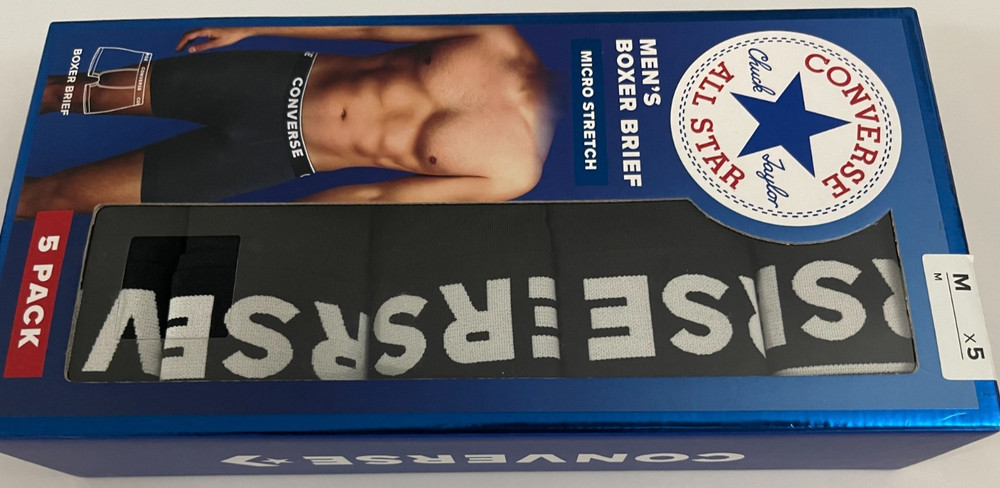 CONVERSE ALL STAR MEN'S BOXER BRIEF MICRO STRETCH MEDIUM 5 Pack Underwear NWT
